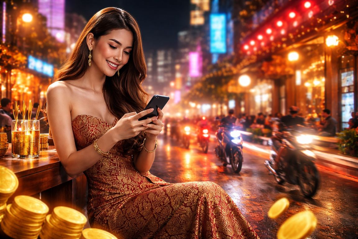 Tampilan layar neon cerah memperlihatkan notifikasi bonus deposit platform digital modern
